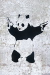 Black Framed - Banksy - Panda Guns Mini Poster