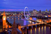 London - London Eye, River View - Blue Colour Mini A2 Paper Poster