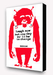 Banksy - Laugh Now Monkey Red Block Mount