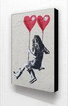 Banksy - Girl 2 Hearts Love Swing Vertical Block Mount
