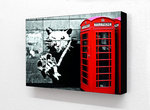 Banksy - Rat Camera Telephone Box Horizontal Block mounted Print