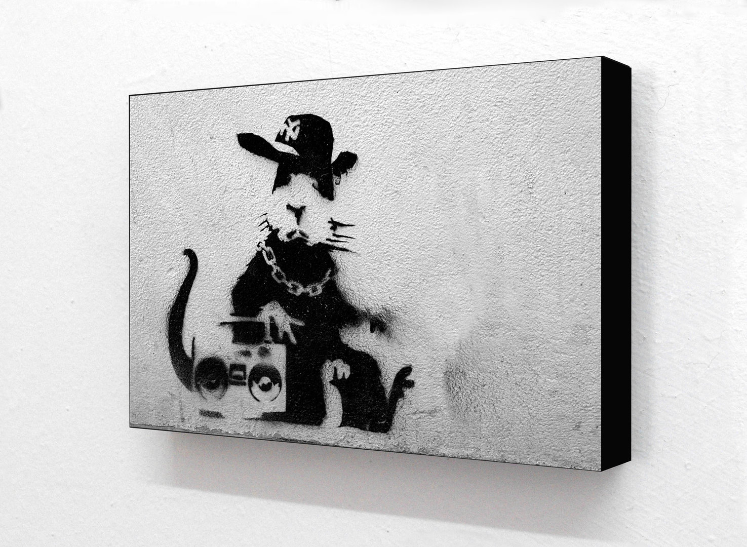 Banksy - Rat boogie Box NYC Cap Horizontal Block Mounted Print