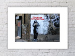 Banksy Colour Tourist Information Mounted Print