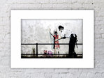 Banksy Copper Searching Girl  Mounted Print