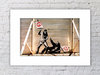 Banksy Hippie Peace Fight Mounted Print