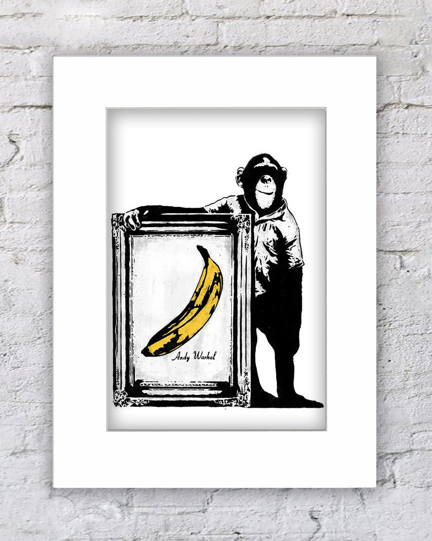 Banksy Monkey Framed  Warhol Banana